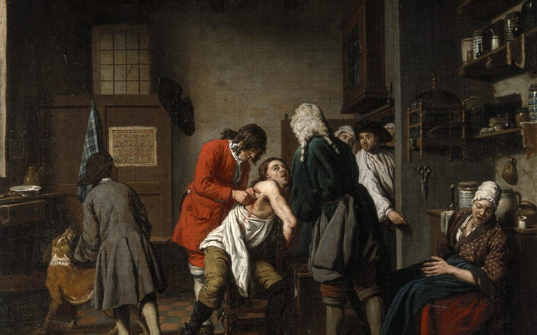 A surgeon making an incision, 1722